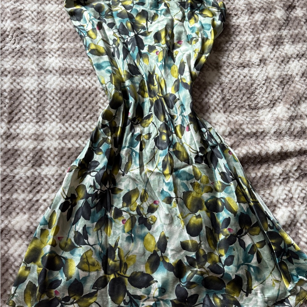 Vintage Victoria’s Secret Silk Slip Night Dress with Buttons and Leaf Pattern
